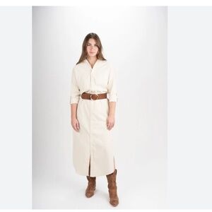 Emily Phillips Nashville Baby Cord Girlfriend Button Down Maxi Shirt Dress  4 M